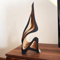 Abstract Wave Wood Sculpture – Modern Shelf Decor