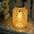 Rattan-Look Solar Lantern with Rope Handle – Vintage Bulb Glow
