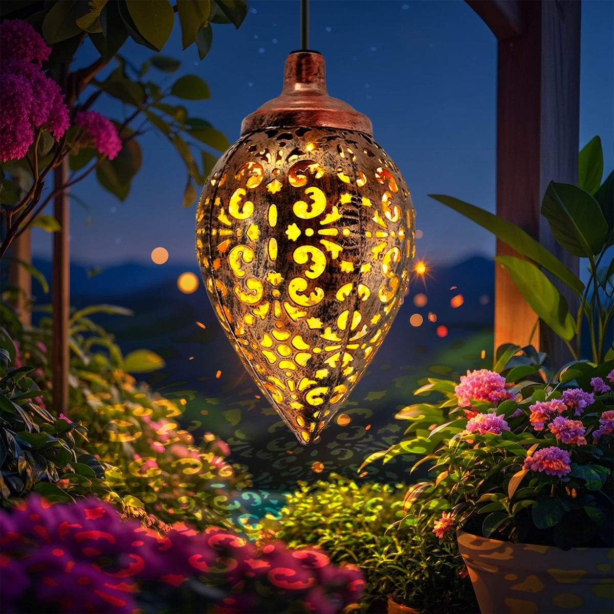 Solar Metal Lantern with Cut-Out Pattern – 5 Styles