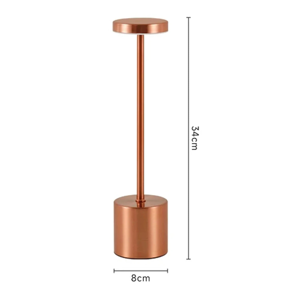 Slim Column Cordless Table Lamp – Rechargeable Metal LED, 34 cm