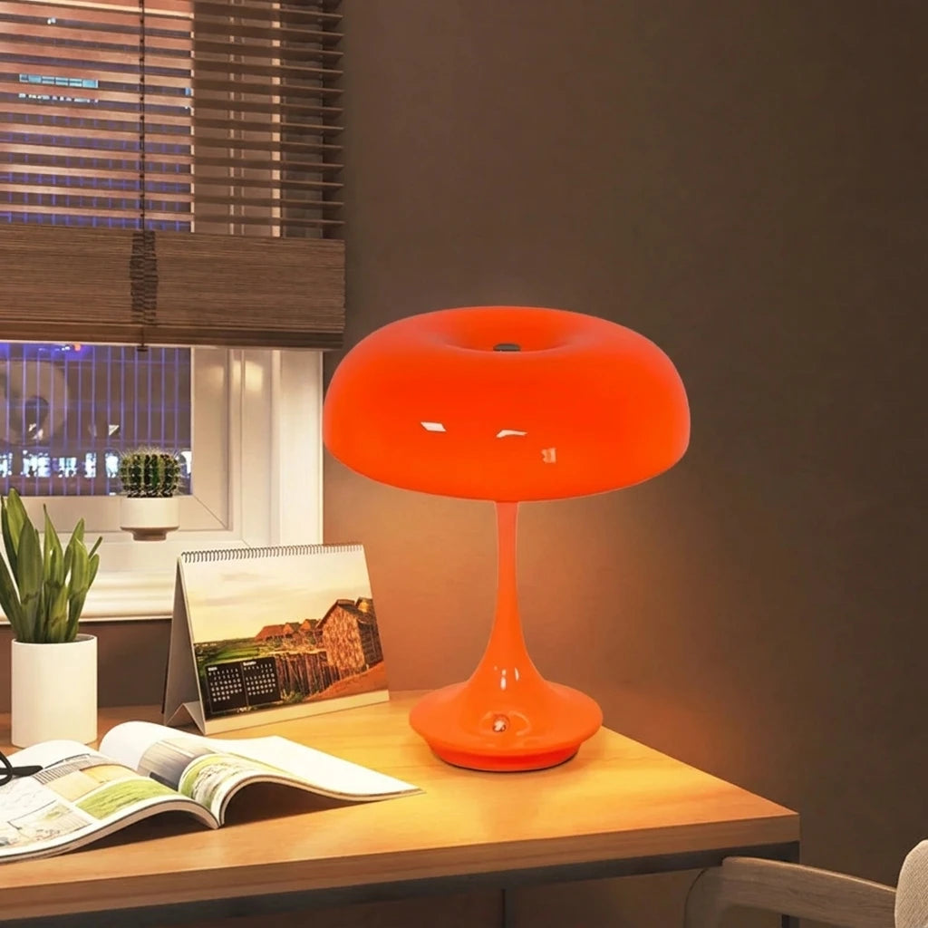 Retro Orange Mushroom Lamp – Cordless & Rechargeable