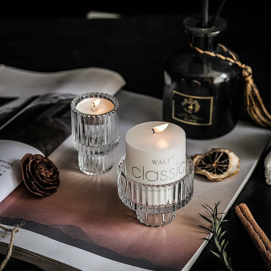 Ribbed Glass Candle Holder