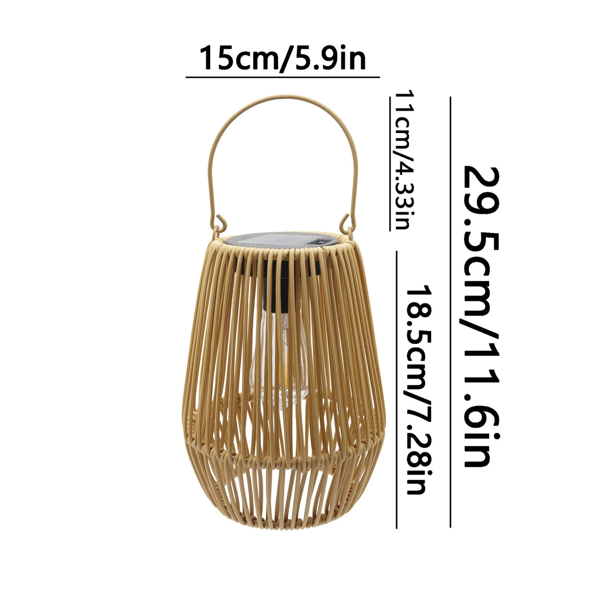 Boho Woven Solar Lantern – Warm LED with Handle