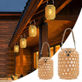 Solar Woven Lantern with Rope Handle and Edison-Style Bulb