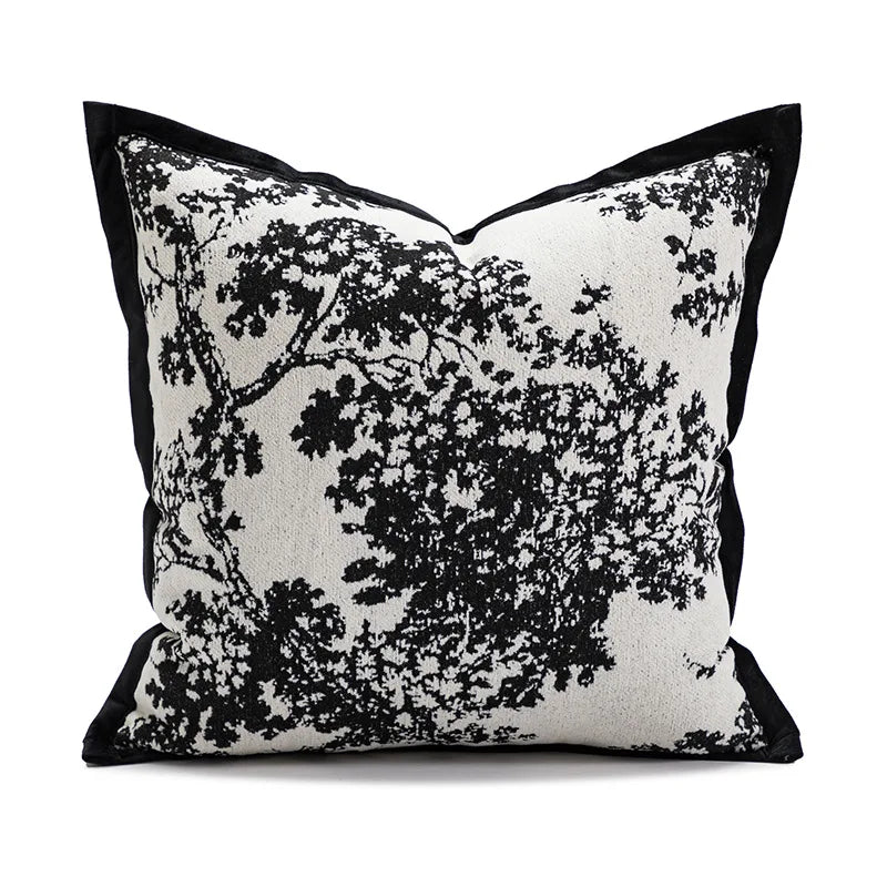 Black and White Jacquard Cushion Cover – 45 × 45 cm