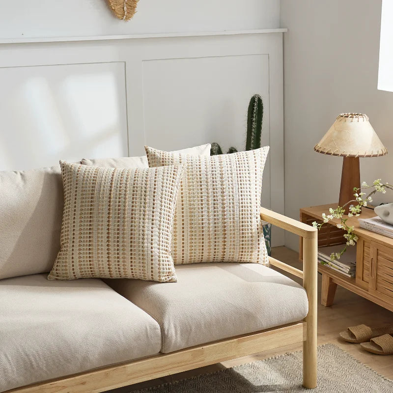 Dotted Stripe Woven Cushion Cover – 45 × 45 cm