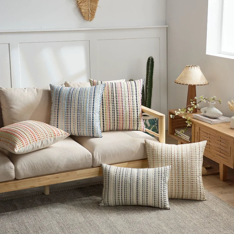 Dotted Stripe Woven Cushion Cover – 45 × 45 cm