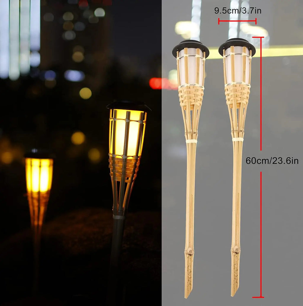 Solar Bamboo Flame Torch Lights – Flickering Flame Effect, 60 cm, 1 or 2 Pack