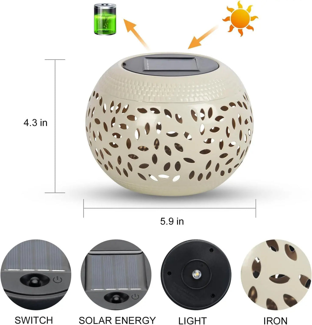 Leaf Cut-Out Solar Table Lantern – 15 cm