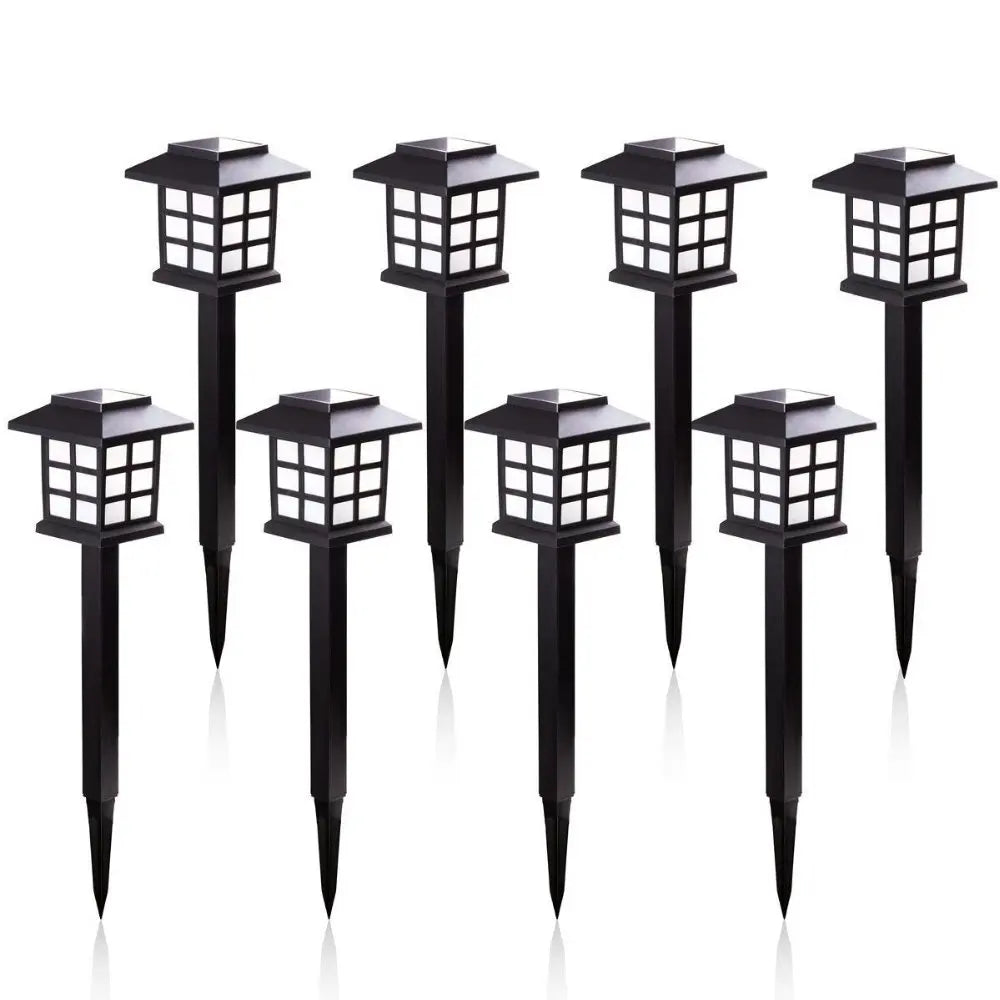 Solar Pathway Lights – Set of 8 Lantern-Style Garden Stake Lights