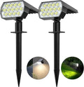 Solar Landscape Spotlights – 52 LED, 2-in-1 Stake or Wall Mount, Set of 2
