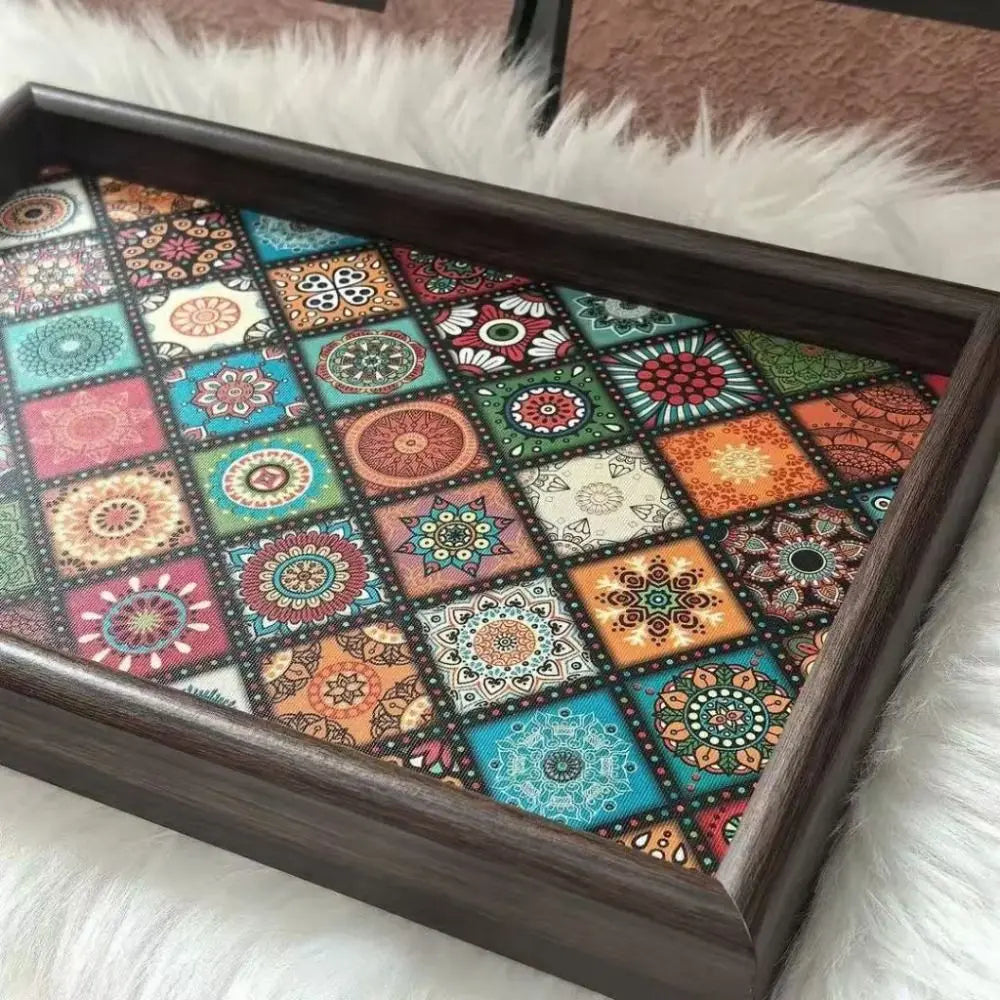 Mosaic Tile Wooden Tray – 30 × 20 cm