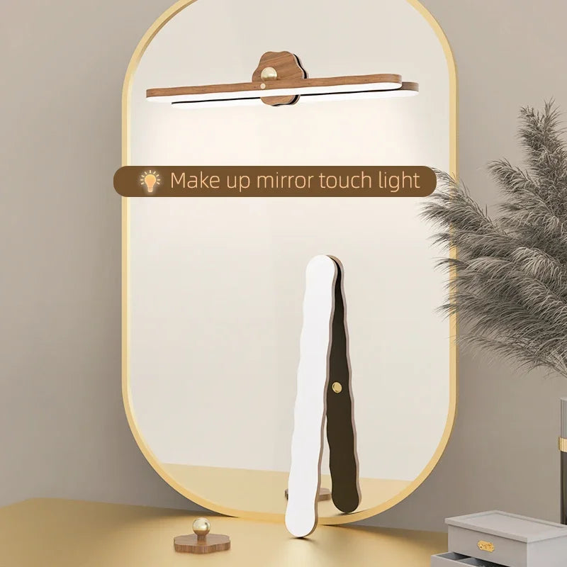 Wood-Look Magnetic Light Bar – Rechargeable, Touch Dimmable