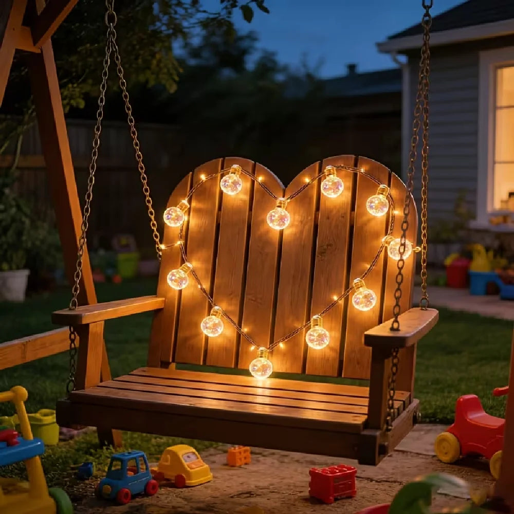 Solar Rope Festoon String Lights – Crackle Bulbs