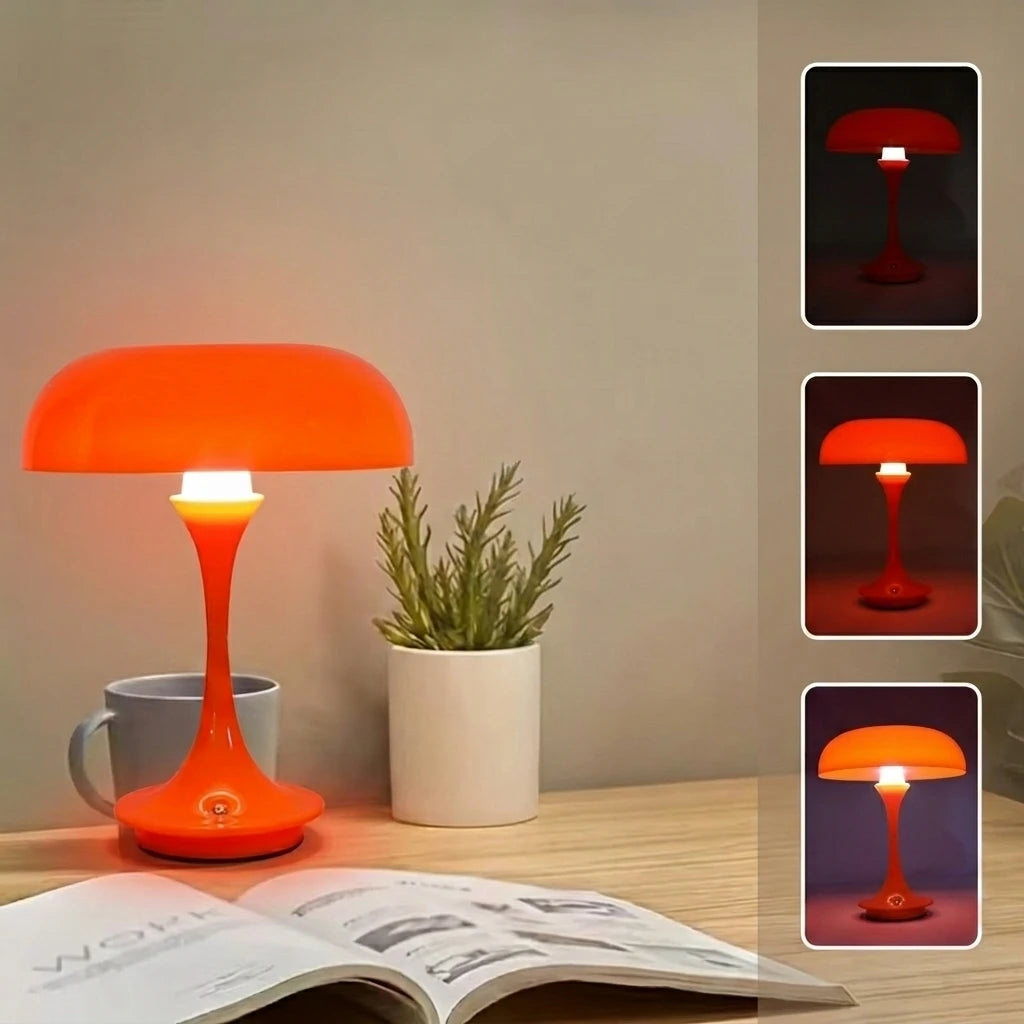Retro Orange Mushroom Lamp – Cordless & Rechargeable