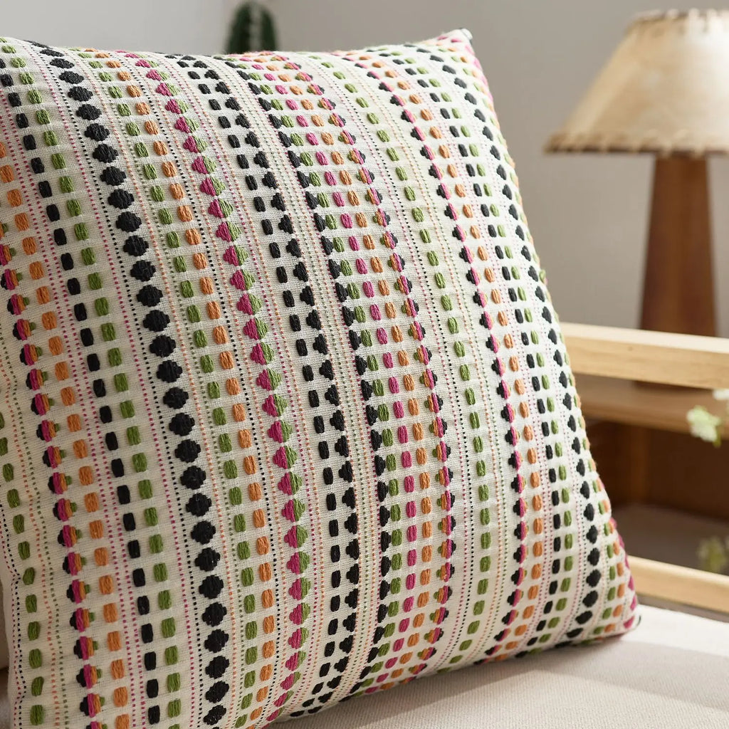 Dotted Stripe Woven Cushion Cover – 45 × 45 cm