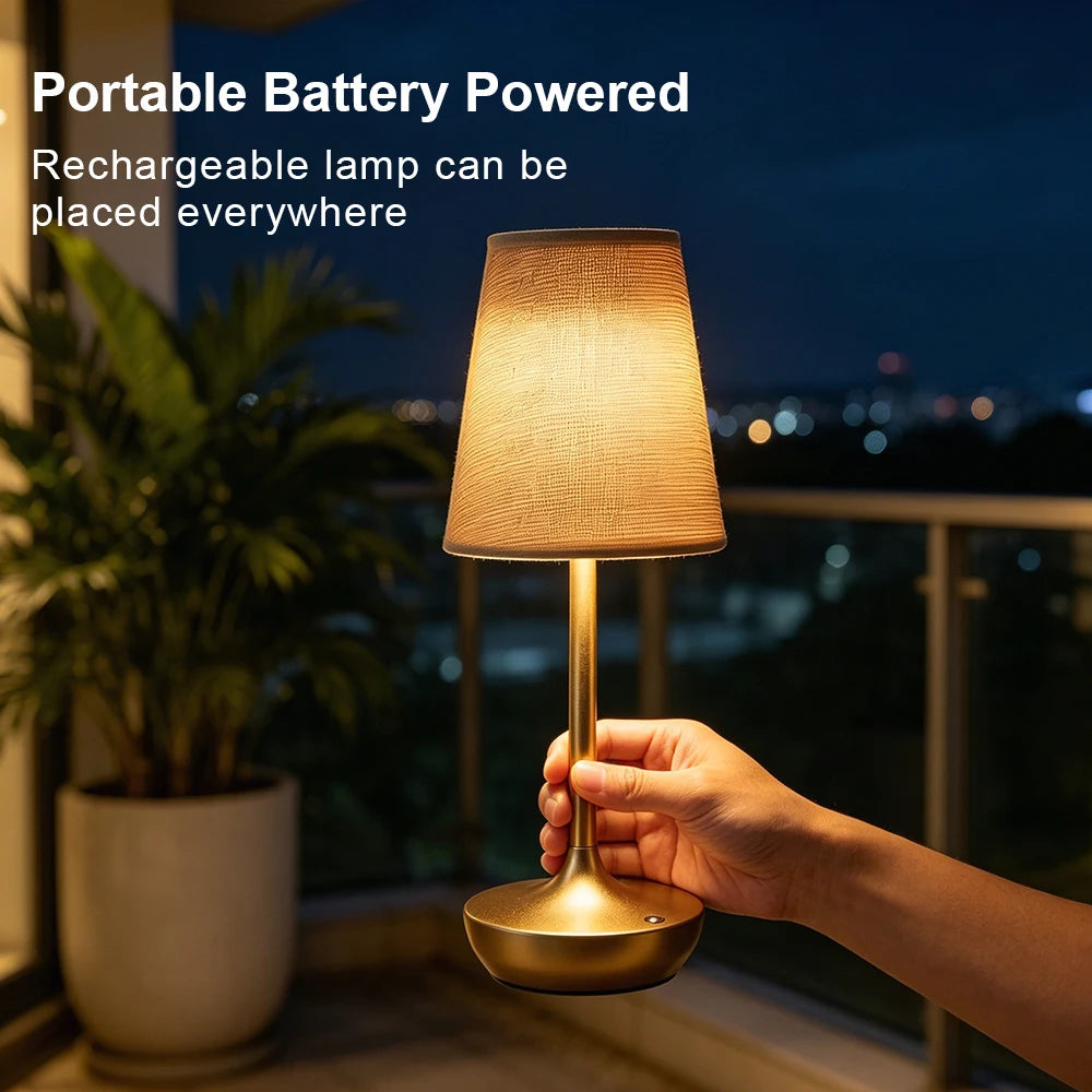 Linen Shade Cordless Table Lamp – 2500 mAh, Dimmable, 29 cm