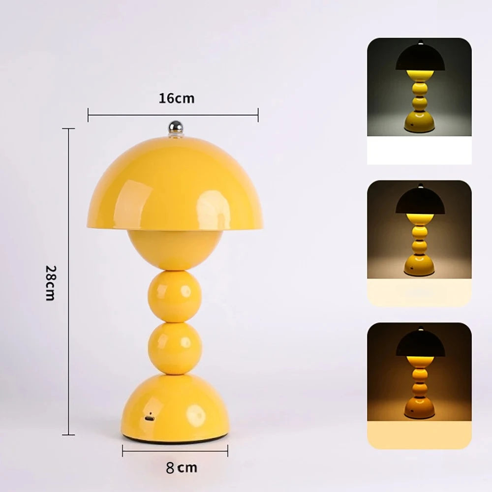 Stacked Mushroom Cordless Lamp – Rechargeable, 28 cm
