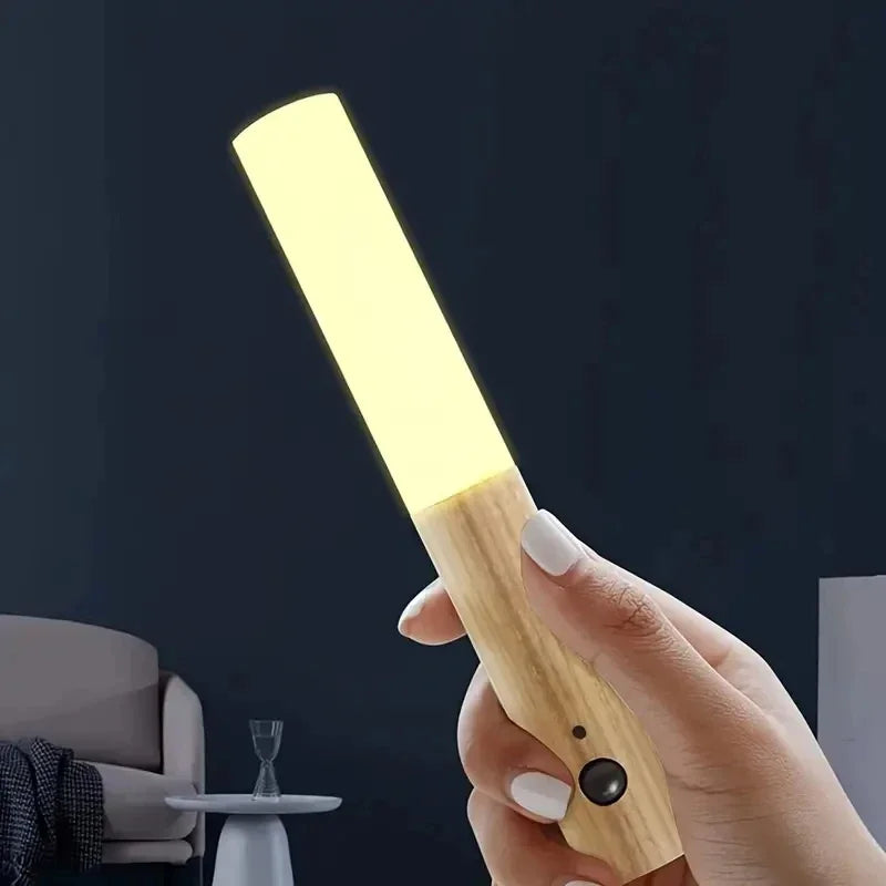 Wood-Grain Motion Sensor Stick Light – Rechargeable, Magnetic