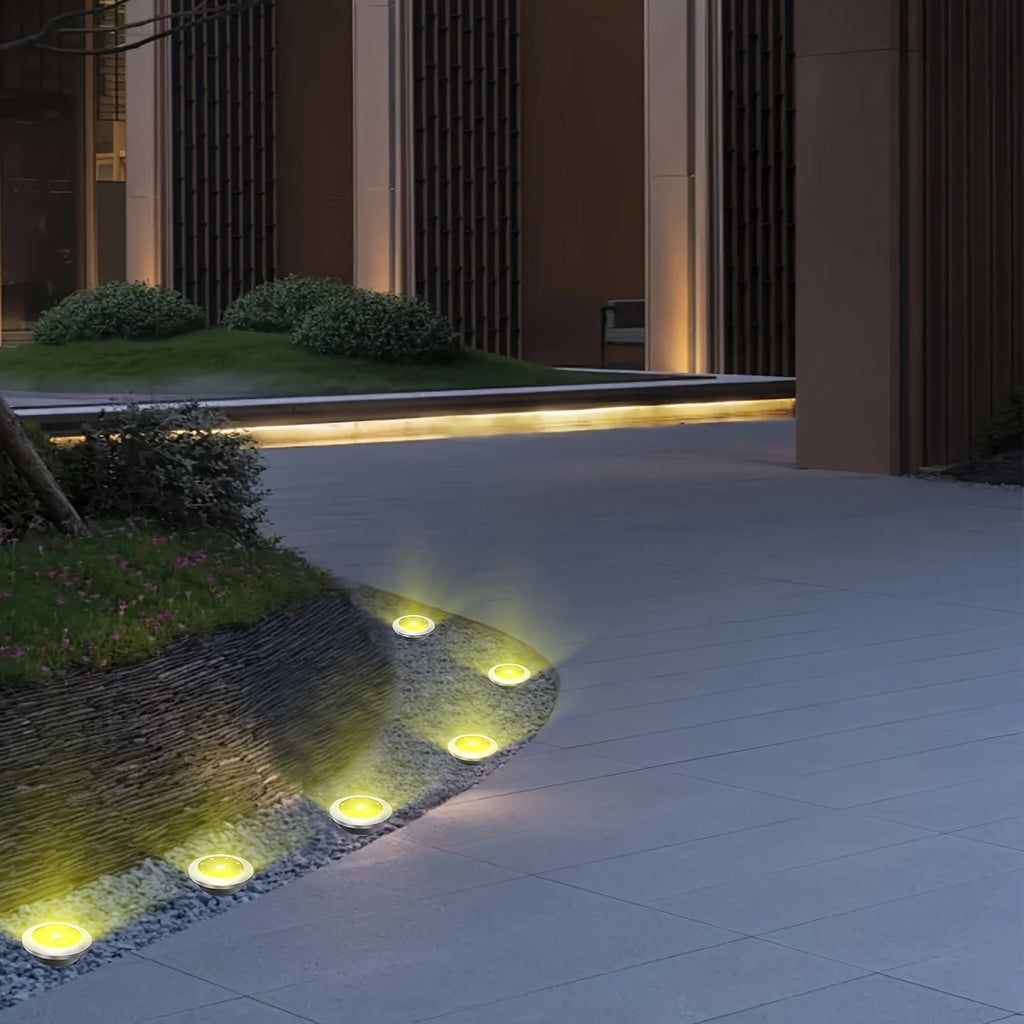 Solar In-Ground Disc Lights – Set of 10, 8 LEDs Each