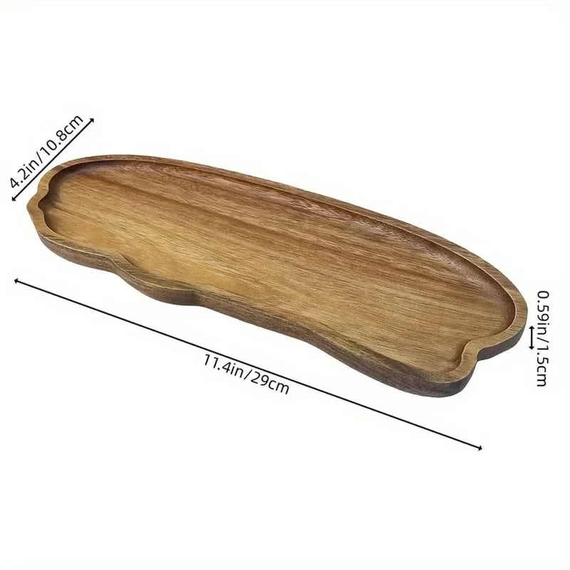 Cloud-Shaped Wooden Tray – Natural Wood Grain