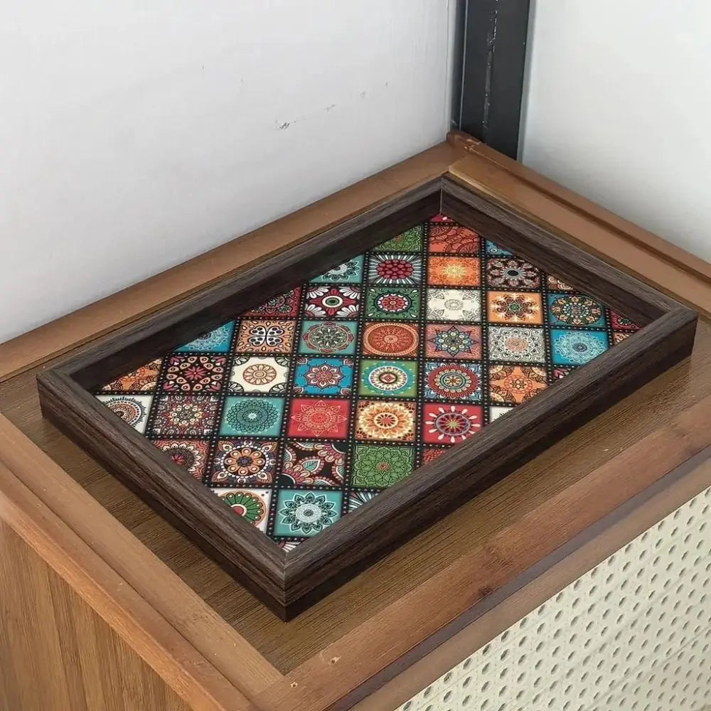 Mosaic Tile Wooden Tray – 30 × 20 cm
