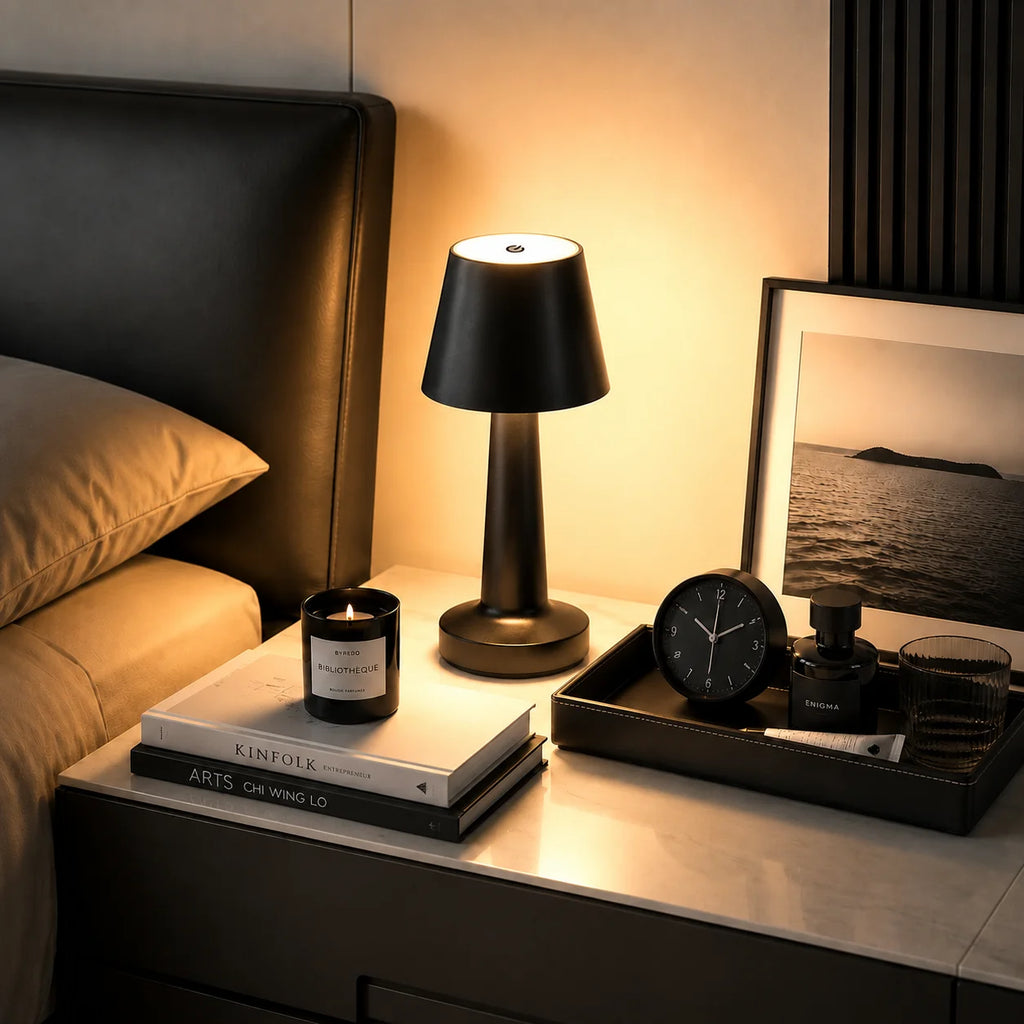 Tapered Shade Cordless Lamp – Rechargeable LED, 25 cm