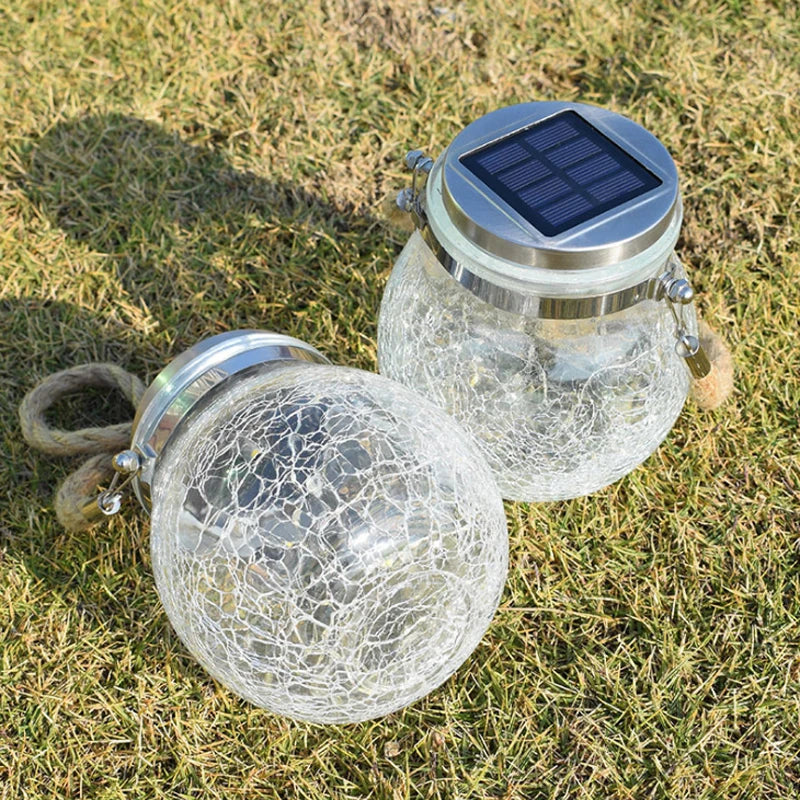 Crackle Glass Solar Jar Lantern – 30 Fairy Lights, IP65