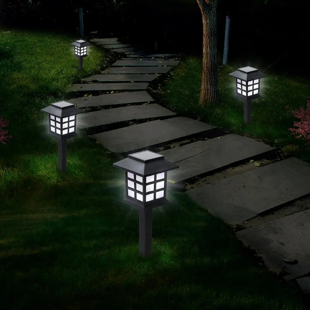 Solar Pathway Lights – Set of 8 Lantern-Style Garden Stake Lights