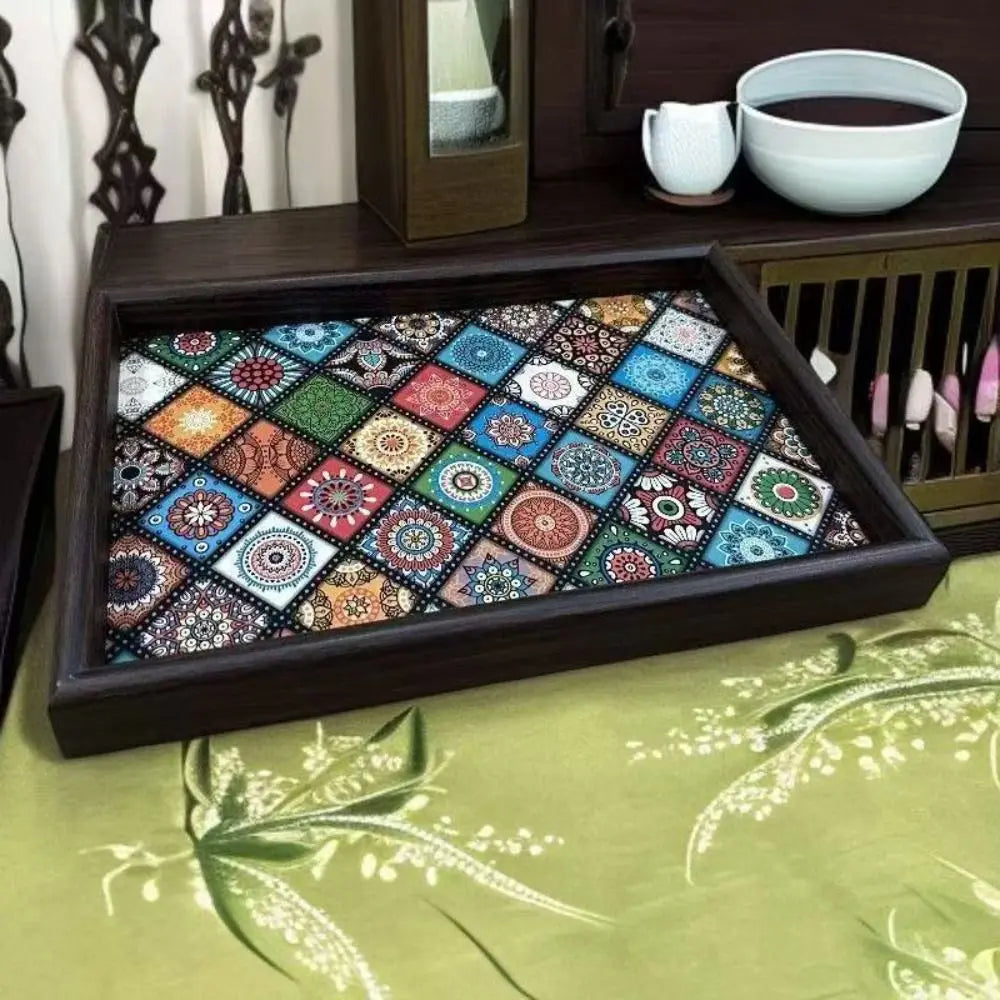 Mosaic Tile Wooden Tray – 30 × 20 cm