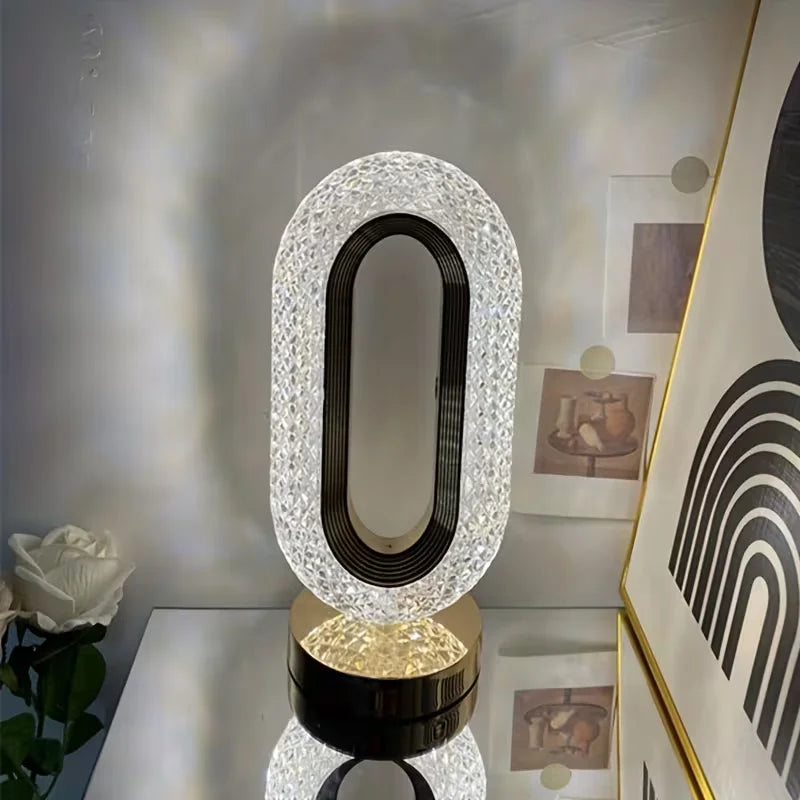 Oval Crystal-Look Ring Cordless Lamp – Rechargeable
