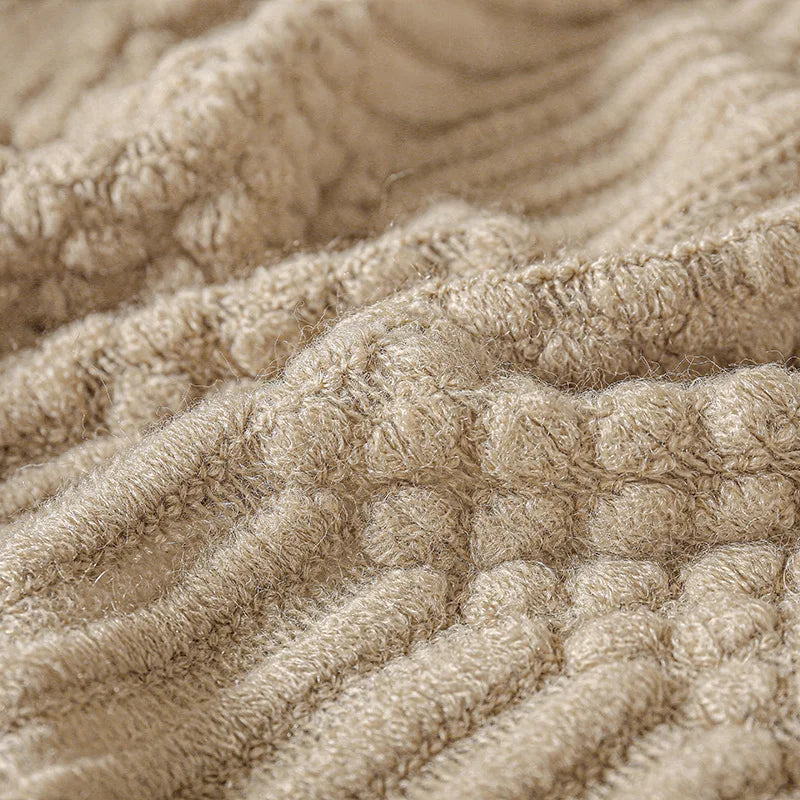 Diamond Knit Throw with Tassels – 127 × 172 cm