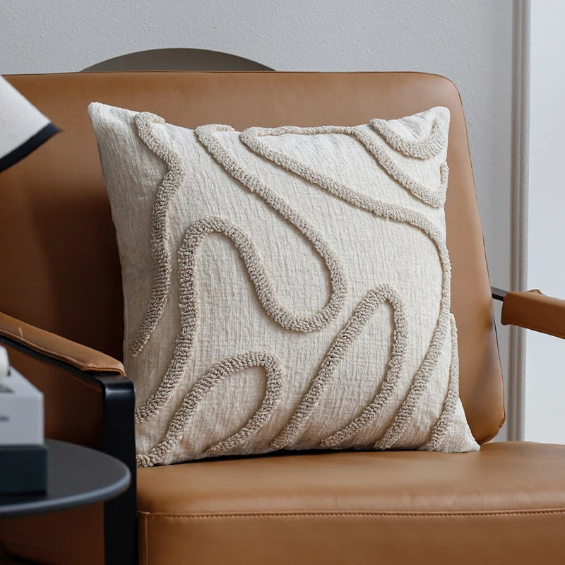 Tufted Swirl Chenille Cushion Cover – 45 × 45 cm