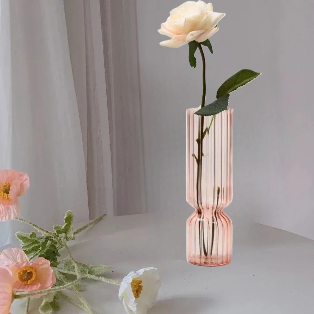 Ribbed Coloured Glass Bud Vase