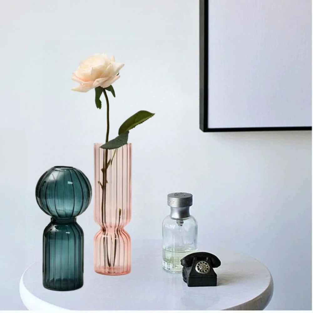 Ribbed Coloured Glass Bud Vase