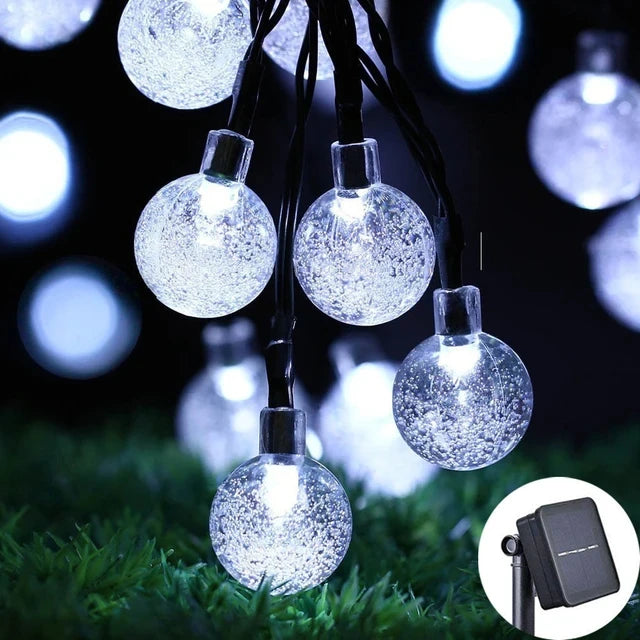 Solar Crystal Globe String Lights – 8 Modes, Set of 2