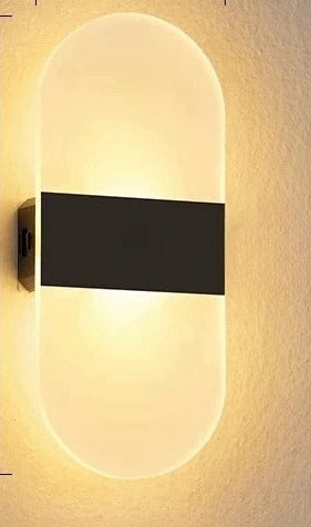 Acrylic Touch Wall Light – Rechargeable, Magnetic Mount, No Wiring — Oval, black