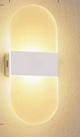 Acrylic Touch Wall Light – Rechargeable, Magnetic Mount, No Wiring — Oval, white