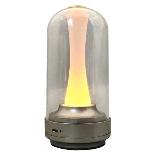 Glass Cloche Cordless Lamp – Rechargeable, 2000 mAh, 19 cm – Silver