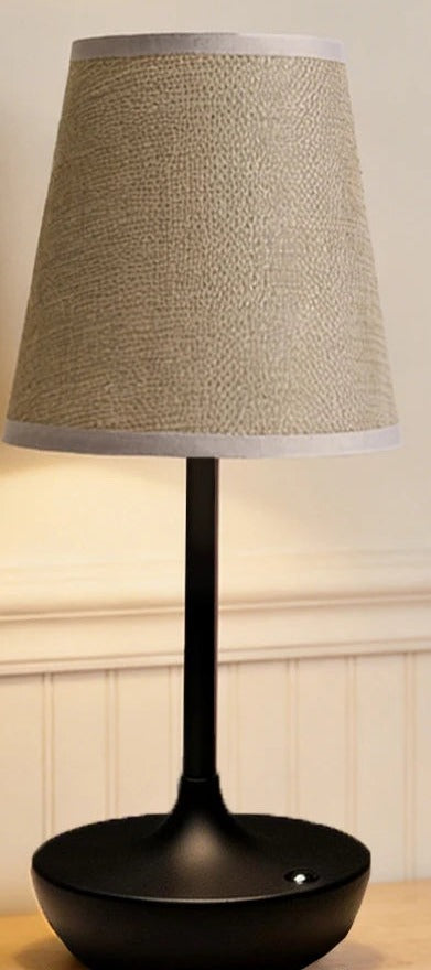 Linen Shade Cordless Table Lamp – 2500 mAh, Dimmable, 29 cm – Black