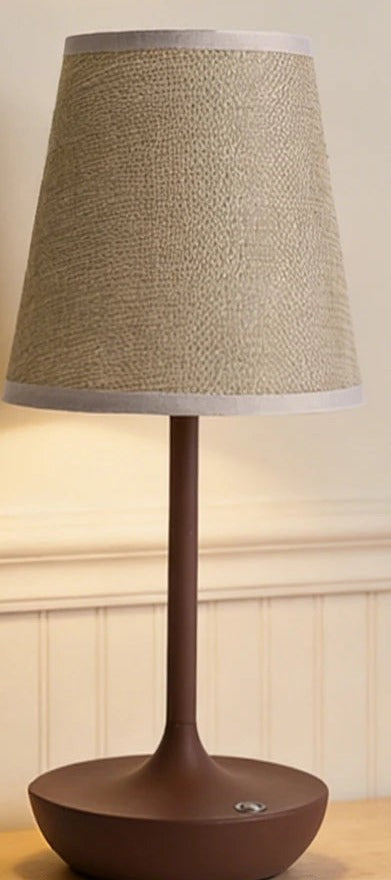 Linen Shade Cordless Table Lamp – 2500 mAh, Dimmable, 29 cm – Brown