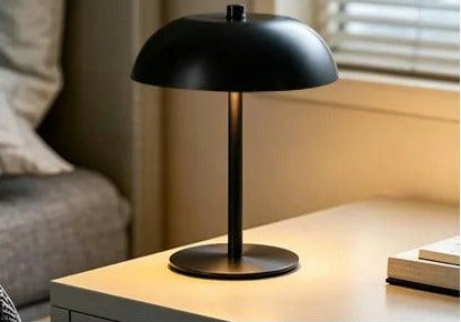 Metal Dome Cordless Table Lamp – Rechargeable LED, 22 cm — black