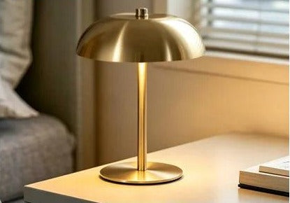 Metal Dome Cordless Table Lamp – Rechargeable LED, 22 cm — gold