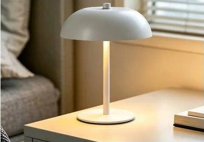 Metal Dome Cordless Table Lamp – Rechargeable LED, 22 cm — white