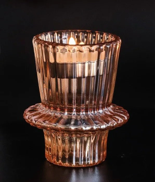 Ribbed Glass Candle Holder
