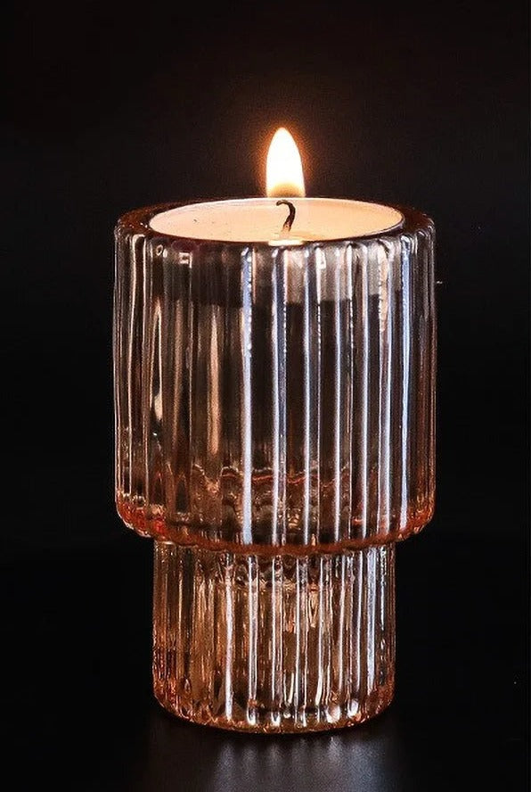 Ribbed Glass Candle Holder