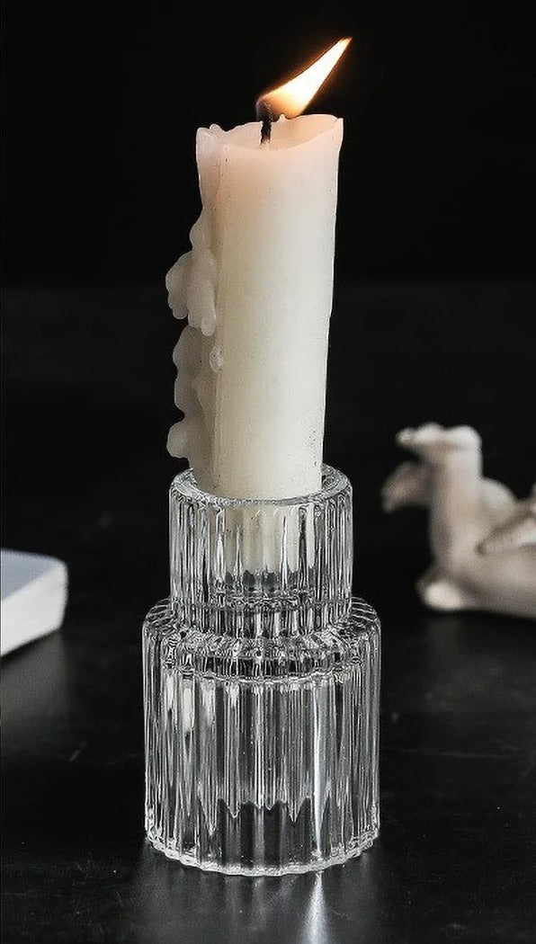 Ribbed Glass Candle Holder