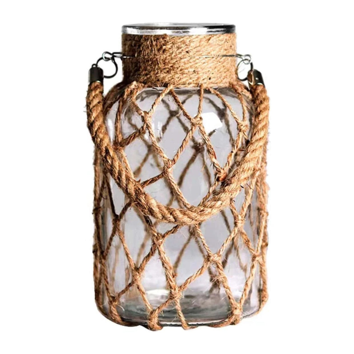 Rope Net Glass Vase – Rustic Jute Wrapped