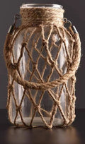 Rope Net Glass Vase – Rustic Jute Wrapped