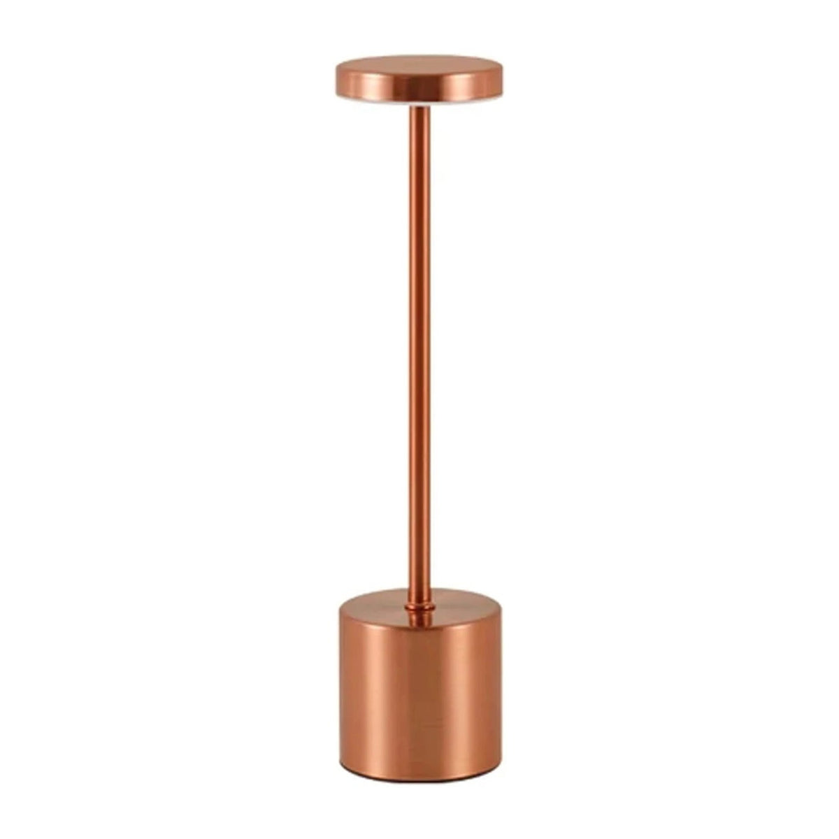 Slim Column Cordless Table Lamp – Rechargeable Metal LED, 34 cm – Rose Gold